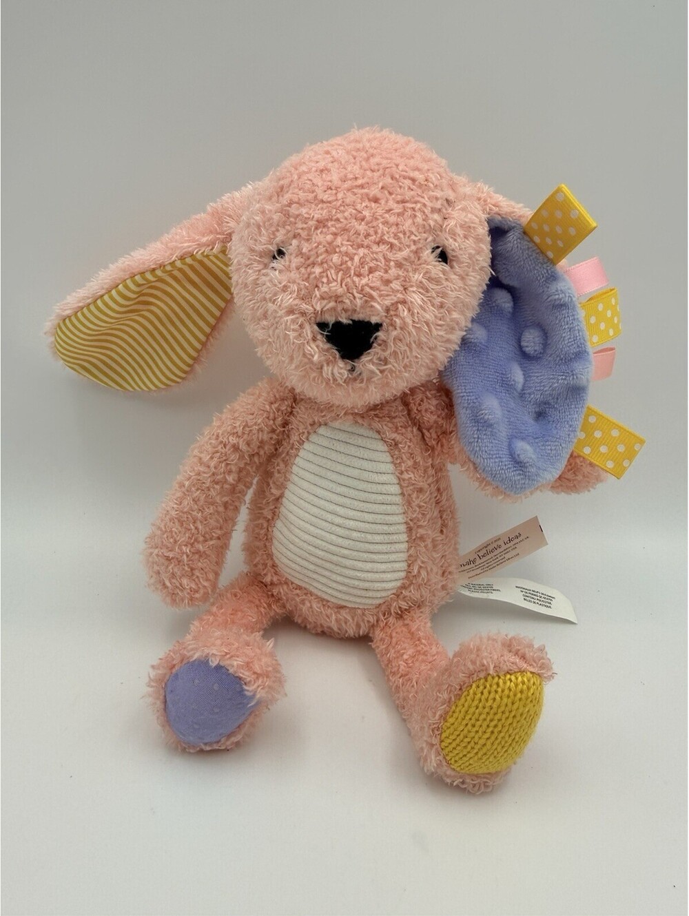 MAKE BELIEVE IDEAS 2021 PINK BUNNY RABBIT SENSORY STUFFED ANIMAL PLUSH INFANT